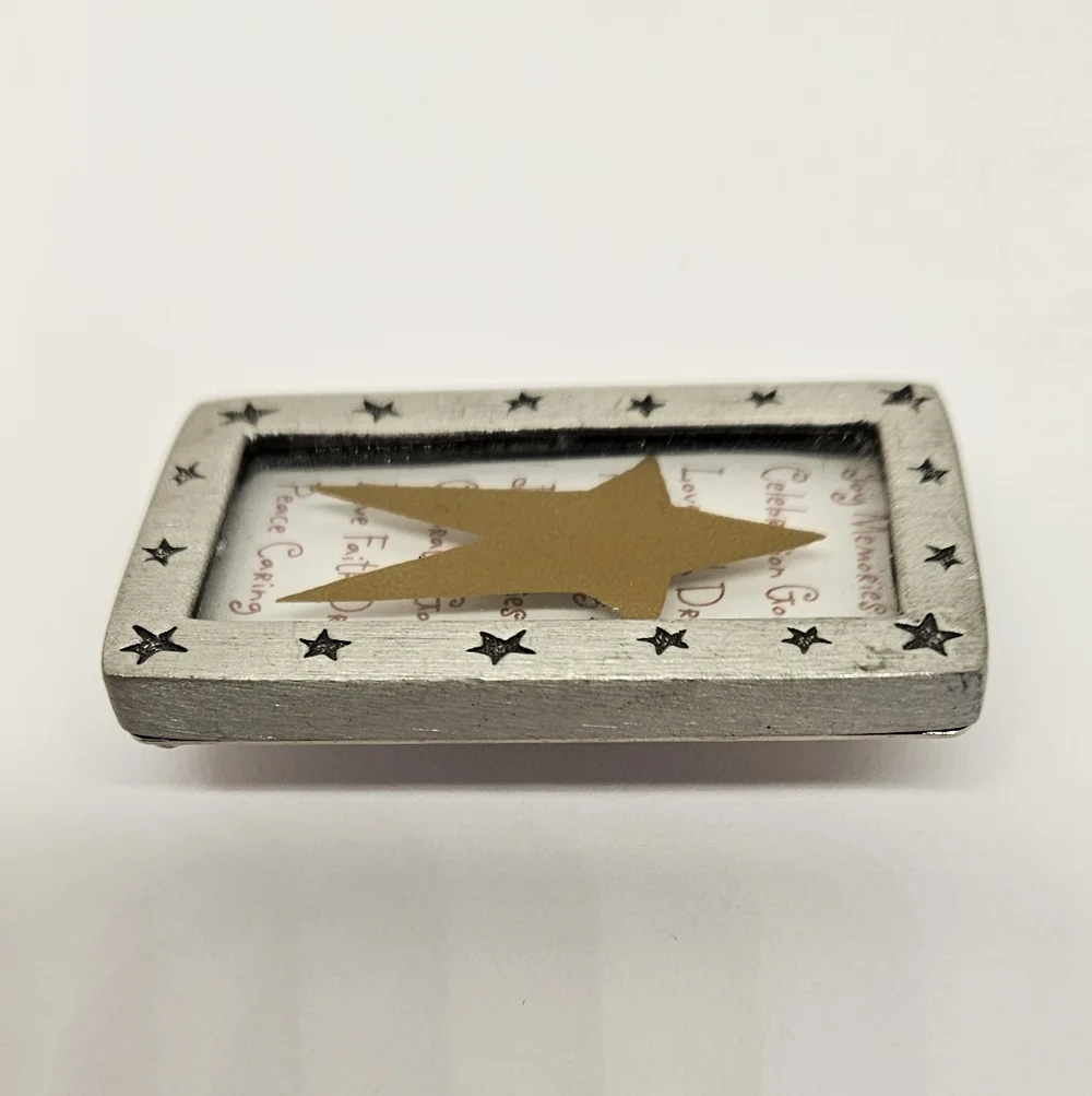 Hallmark Shadow Box Pendant Brooch Pin Star Inspirational Words Peace Faith Love